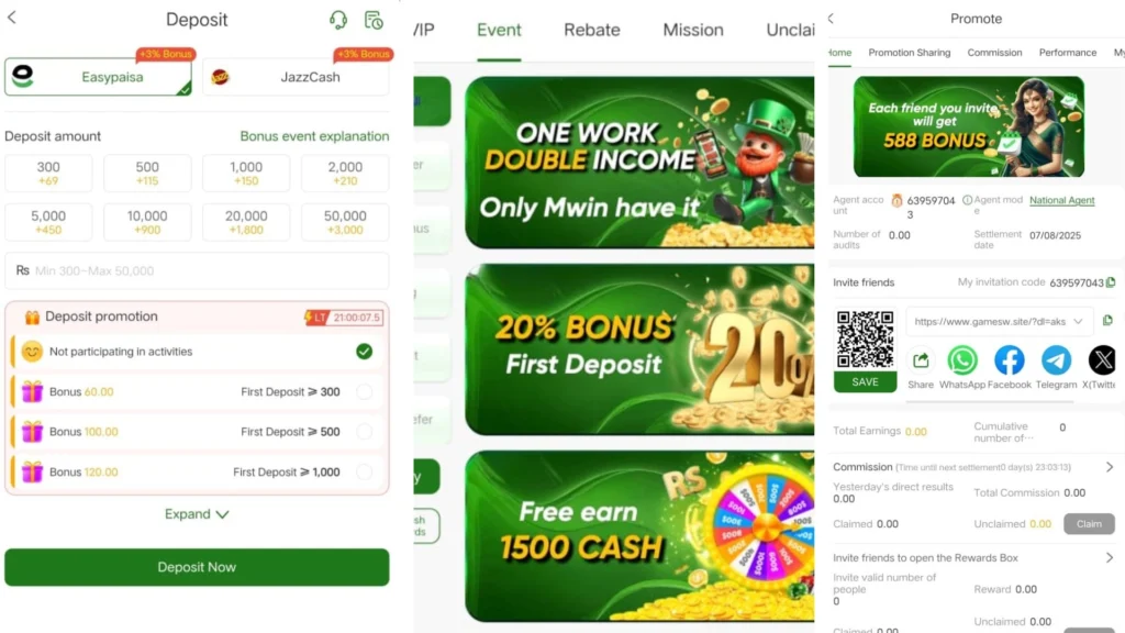 Mwin game deposit and withdraw